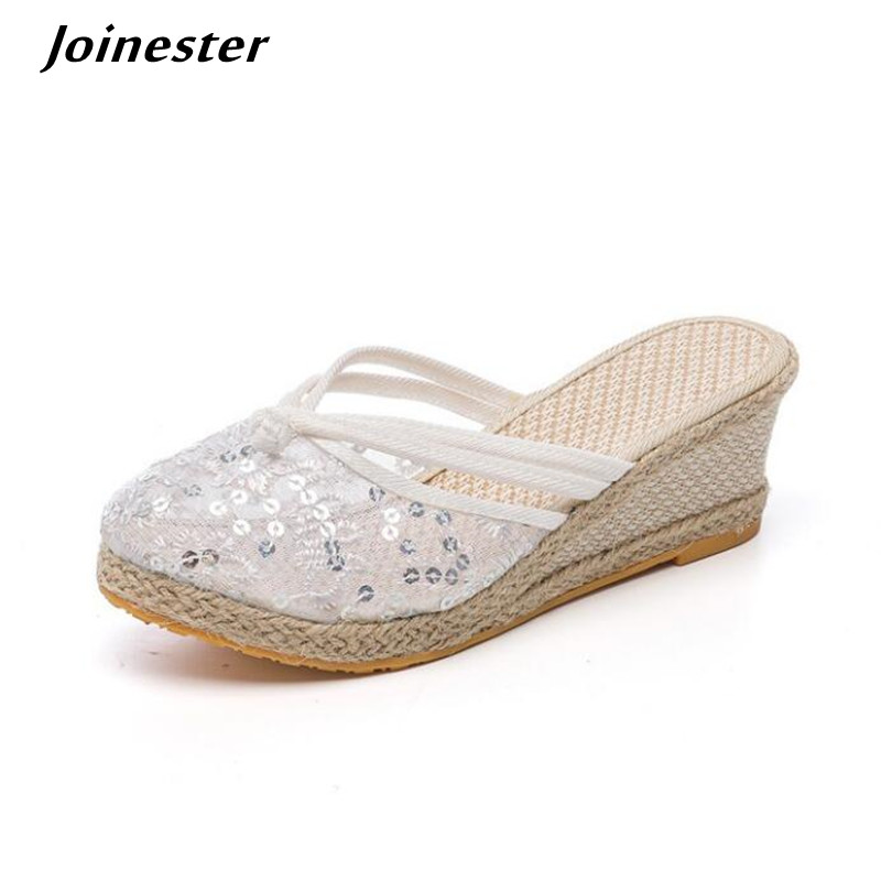 Espadrille Slip On - Air Mesh Wedge Slippers Voor Vrouwen