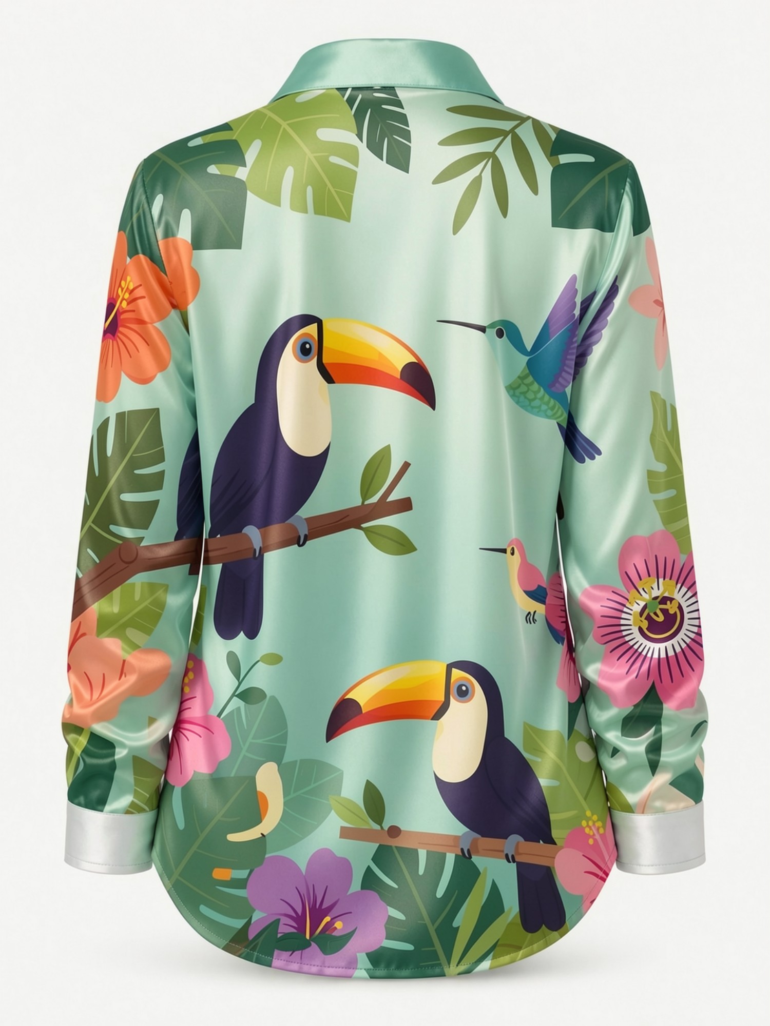 Mint Toucan satijnen overhemd  - Resort Shirt Floral recensie en prijs