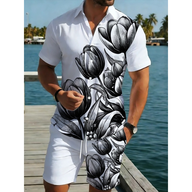 Wit bloemenprint shirt en shor - Resort Shirt Floral recensie en prijs